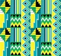 African tribal Kente cloth style vector seamless textile pattern, traditional geometric nwentoma design from Ghana Royalty Free Stock Photo