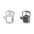 Retro kettle line and solid icon, kitchenware concept, straight shaped teakettle sign on white background, Teapot for