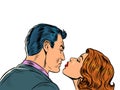 retro kiss of a man and a woman. A couple in love. Husband and wife