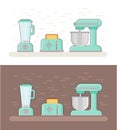 Retro kitchen devices in flat style.