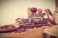 Retro kitchen table in nostalgic still life style Royalty Free Stock Photo