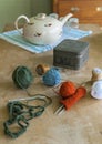Retro knitting set Royalty Free Stock Photo