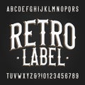 Retro Label alphabet font. Hand drawn vintage letters and numbers. Royalty Free Stock Photo