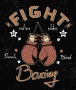 Retro label with boxing gloves Royalty Free Stock Photo