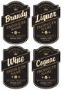 Retro labels for various alcoholic beverages