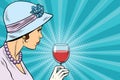 Retro Lady With A Glass Of Wine