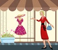 Retro lady shopping