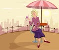 Retro lady with wine glass Royalty Free Stock Photo