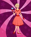 Retro lady with wine glass Royalty Free Stock Photo