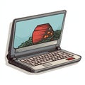 Retro Laptop Stickers With Simple Cartoon Logo Designs