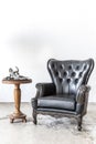 Retro leather chair with cabinet Royalty Free Stock Photo