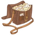 Retro Leather Mail Bag with Letters