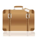 Retro leather vector suitcase travel concept with copy space for your text