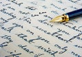 Retro letter with fountain pen. Royalty Free Stock Photo