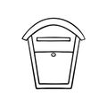 Retro letterbox outline doodle symbol. Hand drawn post box or mailbox. Vintage post office element Royalty Free Stock Photo