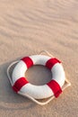 Retro Life Preserver at Holiday Sand Beach Royalty Free Stock Photo