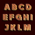 Retro Light Bulb Alphabet Vector Font. Part 1 of 3. Letters A - M.