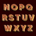 Retro Light Bulb Alphabet Vector Font. Part 2 of 3. Letters N - Z.
