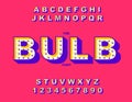 Retro light bulb bright alphabet. Vector of modern bold font and alphabet. Vintage Alphabet vector.