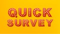 Retro light text quick survey. Retro light bulb. Vector stock illustration.