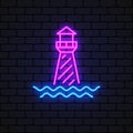 Retro lighthouse neon icon, great design for any purposes.