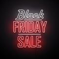 Black Friday Sale background. Neon sign. Vector illustration. Royalty Free Stock Photo