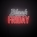 Black Friday Sale background. Neon sign. Vector illustration. Royalty Free Stock Photo