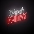 Black Friday Sale background. Neon sign. Vector illustration. Royalty Free Stock Photo