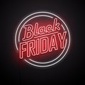 Black Friday Sale background. Neon sign. Vector illustration. Royalty Free Stock Photo