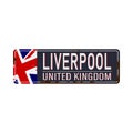 Retro Liverpool Vintage sign. Travel destinations theme on old rusty background.