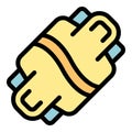 Retro longboard icon vector flat