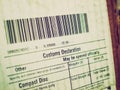 Retro look Customs declaration Royalty Free Stock Photo