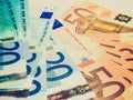 Retro look Euro bankonotes background Royalty Free Stock Photo