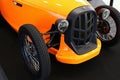 Retro looking front mask of compact microcar Patak Rodster, new manufacturer of microcars in Slovakia, in light orange colour