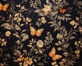 The retro looking pattern floral and butterfly is ideal for background and texture.