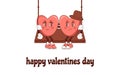 Retro lovely cartoon heart card. Cute Groovy trendy concept with inscription Happy Valentines Day. Trendy retro 60s 70s