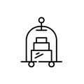 Retro luggage hotel. Luxury porter service. Pixel perfect, editable stroke line icon