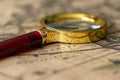 Retro magnifier with old map Royalty Free Stock Photo