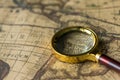 Retro magnifier with old map