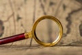 Retro magnifier with old map