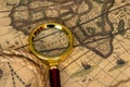 Retro magnifier with old map