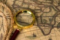 Retro magnifier with old map