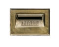 Retro mailbox wall mounted isolated on white background. Royalty Free Stock Photo