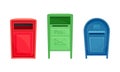 Retro mailboxes for sending correspondence. Metal post boxes for paper letters vector illustration