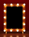 Retro make up mirror on wooden table