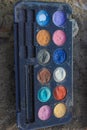 Retro make up , 60s 70s fashion, blue, white, bright