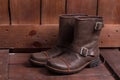 Retro male brown leather shoes.