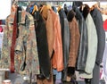 Winter jackets sold on flea market Royalty Free Stock Photo