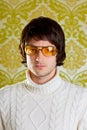 Retro man vintage glasses and turtleneck sweater Royalty Free Stock Photo