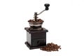 Retro manual coffee grinder on white background Royalty Free Stock Photo